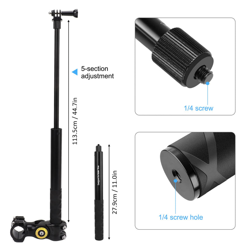 Motorcycle Bicycle Selfie Stick, Third Person Perspective Selfie Stick Pole, Camera Holder Mount Telescopic Rod for Insta360 X3 X2 X ONE RS R