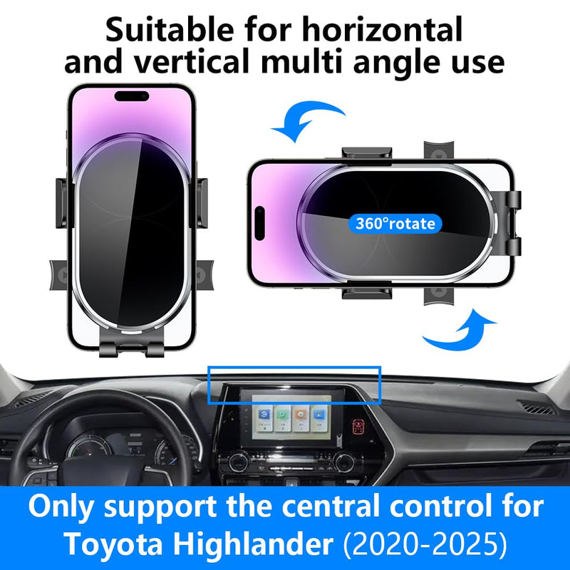 Car Phone Holder for Toyota Highlander 2020 2021 2022 2023 2024 2025 2026【8 inch Screen 】 Auto Accessories Dashboard Cell Mobile Phone Mount Holders case Accessory（Not Fit Grand Highlander） for Highlander 2020-2026【8 inch Screen 】