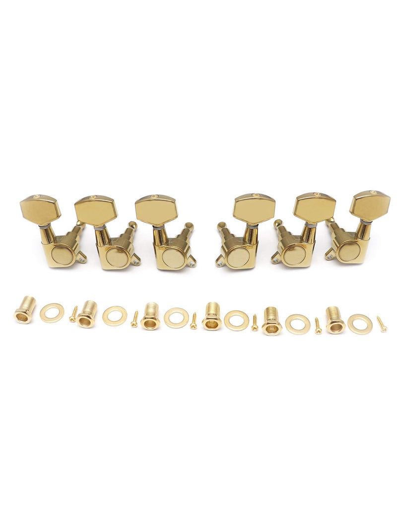 Metallor Sealed String Tuning Pegs Keys Machines Heads Tuners 3L 3R Electric Guitar Acoustic Guitar Parts Replacement Gold.