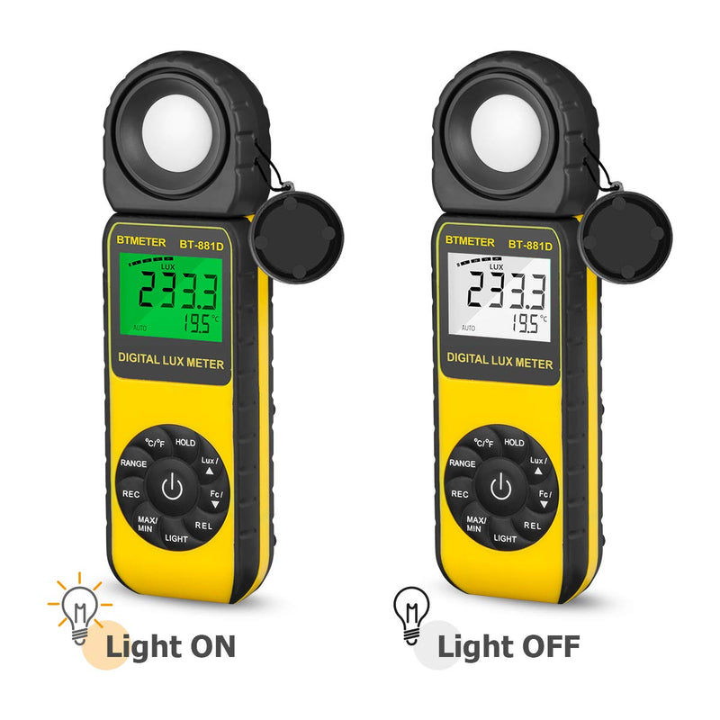 [AUSTRALIA] - BTMETER BT-881D Digital Illuminance Light Meter, Measure Lights 0.01~400,000 Lux (0.01~40,000 FC) Foot Candles Luxmeter with 270º Rotated Sensor for Plants LED Lights Indoor Outdoor Light Tester BT881D (0.01~400,000 Lux) 