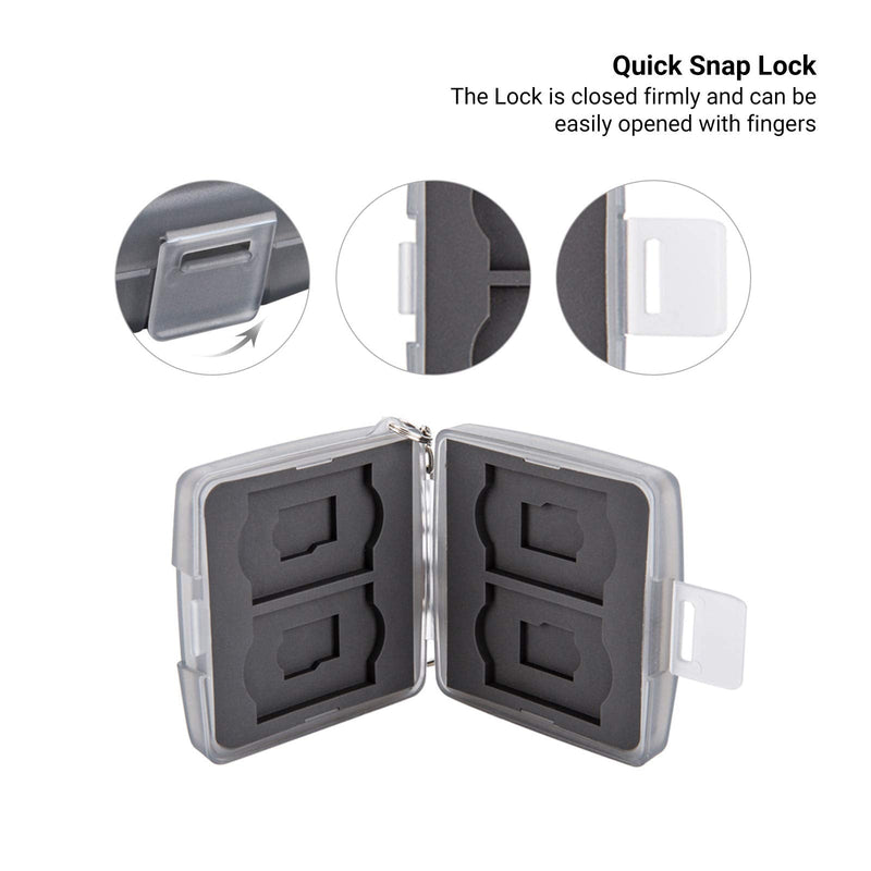 8 Slots Memory Card Case for 4 SD/SDHC/SDXC Cards and 4 Micro SD/TF Cards,Anti-Dust Crush Resistance,SD Card Case Small Micro SD Holder with Chain (Gray) Gray