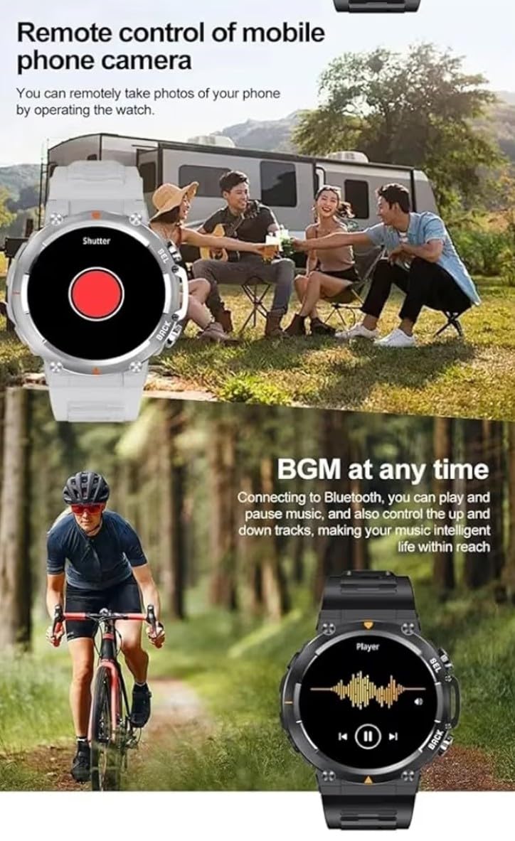 SENBONO MAX18 Sport Smart Watch, 1.43" AMOLED Display, IP67 Waterproof, Fitness Tracker with Heart Rate Monitor, Sleep Tracker, Android iOS Compatible, 400mAh Battery
