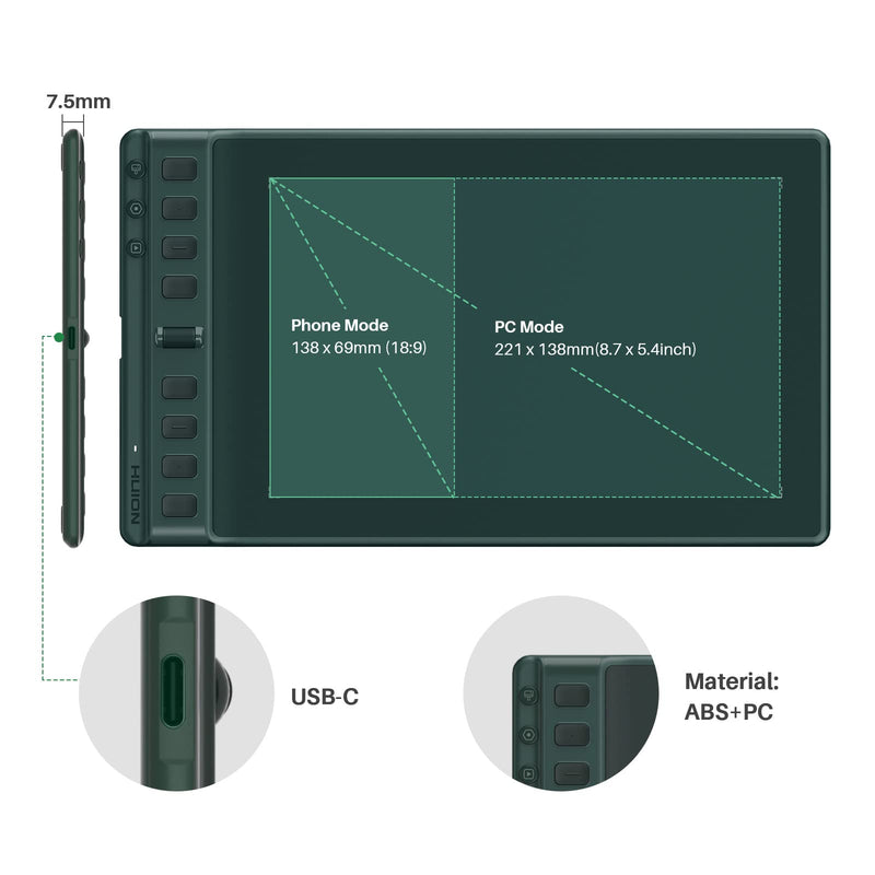 HUION Inspiroy 2 Medium Drawing Tablet with Scroll Wheel 8 Customized Keys with Artist Glove