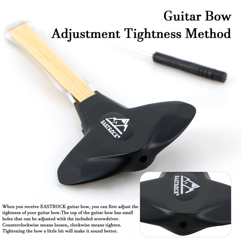 EASTROCK Guitar Bow, 2-in-1 Real Horsehair Guitar Bow for Acoustic, Create Violin & Cello-Like Sounds, Christmas Birthday Gift for Guitar Player and Music Lover, Short Black