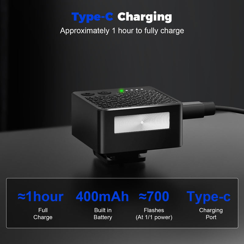 [AUSTRALIA] - CF2 Mini Camera Flash-Aluminum Hot Shoe Flash,GN10,5 Power Levels Manual Camera Flash for Sony ZV1/Ricoh GR3/Fuji/Canon/Nikon/Mini Flash for Film Camera DSLR(Black). 