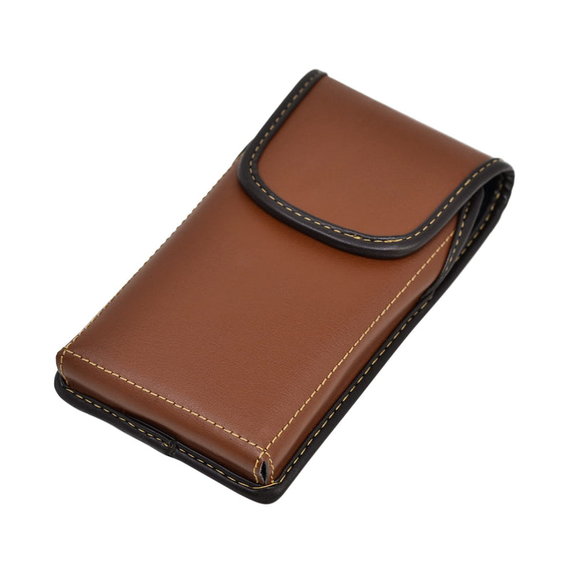 Turtleback Brown Belt Case for iPhone 16 Pro, 16e, 15 Pro, 14 Pro, 13 - Small – Fits Slim Thin Style Cases, Vertical Holster Leather Pouch with Heavy Duty Rotating Belt Clip, Vertical - Leather w/ Metal Clip