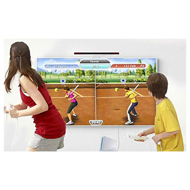 Replacement Wii Wireless Sensor Bar, Infrared IR Ray Motion Sensor Signal Receiver for Nintendo Wii and Wii U Console with Stable Stand and 4 AAA Batteries(Black) Black