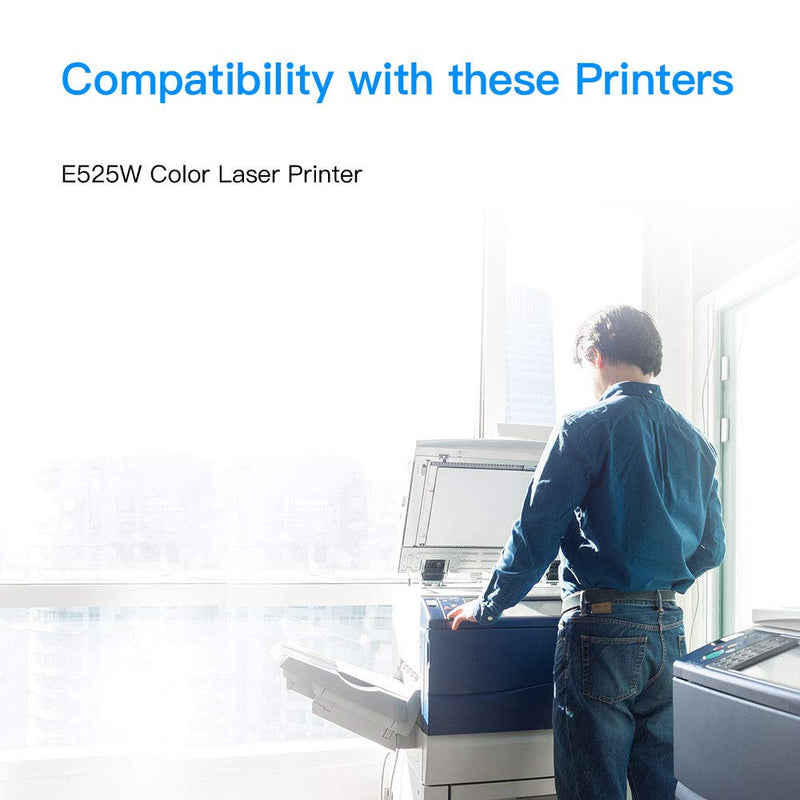 LxTek Compatible Toner Cartridge Replacement for Dell E525W E525 to use with E525W Color Laser Printer, 4 Pack (593-BBJX 593-BBJU 593-BBJV 593-BBJW)
