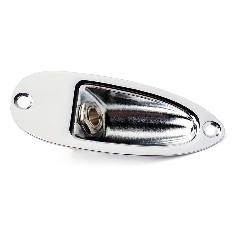 Boat style 1/4 inch Guitar Input Jack Socket Plate Output Loaded parts Guitar Strat jack for Fender Stratocaster Strat St Mono for Electric Guitar Replacement Parts (Chrome) Chrome