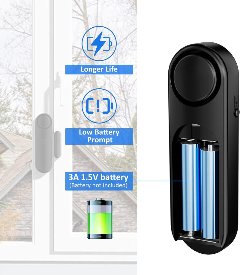 [AUSTRALIA] - 5-Pack Window Alarms for Home Security, 120dB Door and Window Open Sensor Chime for Kid Safety, Pool Safety, Sliding Door, DIY Protection, Easy Installation,Ideal for Home,Garage,Apartment,Black 