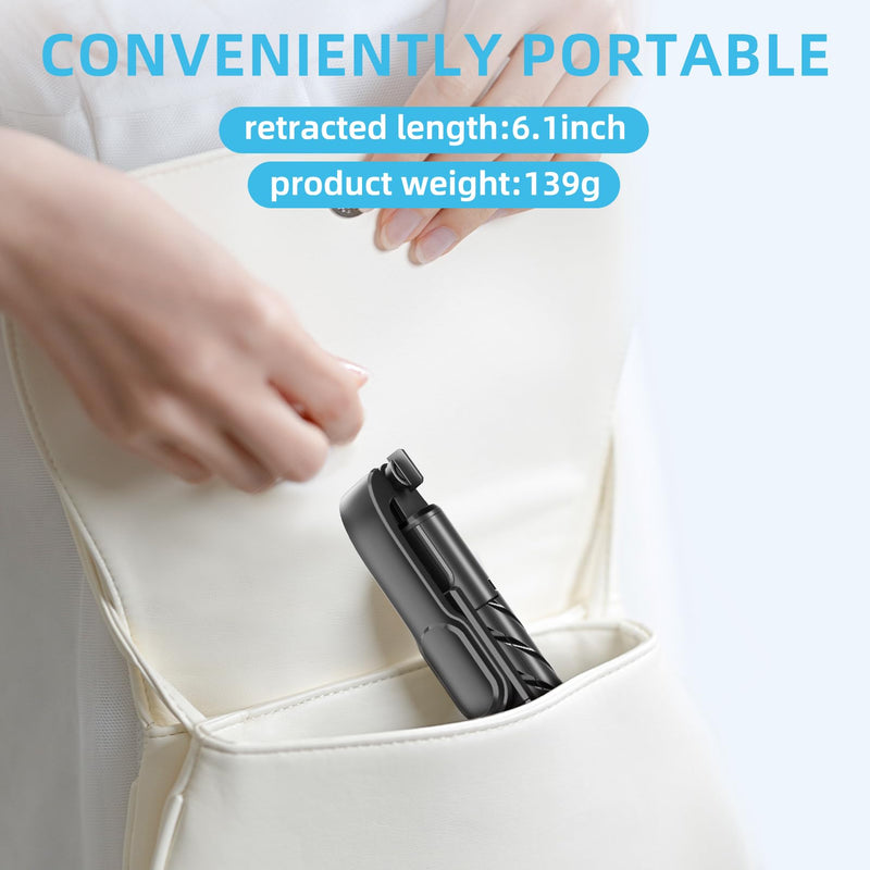 Cell Phone Selfie Stick Tripod, Retractable Selfie Stick Tripod with Wireless Remote Control, Live Streaming, Video Recording, for Photograph Compatible with iPhone, Android and More