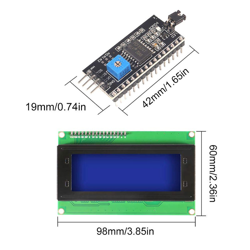 Dorhea 2PCS IIC I2C TWI Serial LCD 2004 20x4 Blue Backlight Module with I2C Interface Adapter Compatible with Raspberry Pi