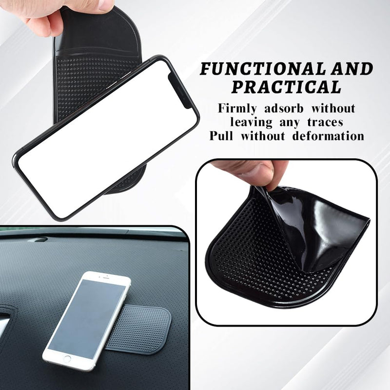 10Pcs Car Dashboard Non Slip Mat, Removable and Traceless Anti Slip Gel Pad with Strong Adhesive, Universal Car dashboard Accessories for Holding Cell Phone Sunglasses Coins Keys (5.1 * 2.7)