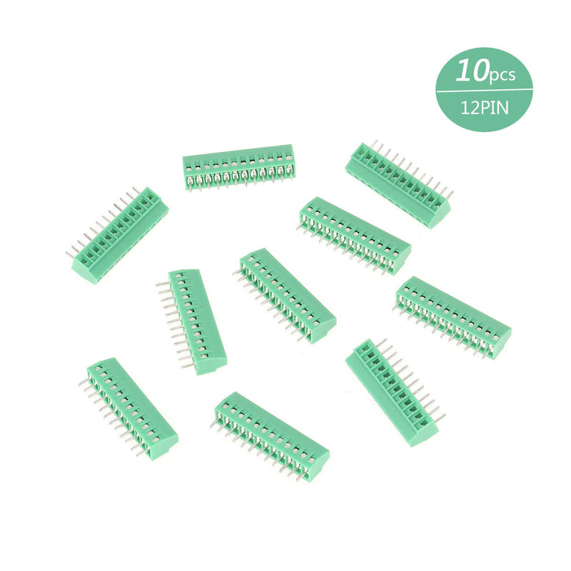 [AUSTRALIA] - Screw Terminals 10 Pieces/Set 12 Pin 2.54 mm Pitch PCB Screw Terminal Block Connector Screw Terminal Block Earth Terminal Strips for PCB Wiring etc 