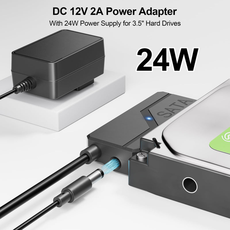 3.5 Hard Drive Enclosure Bundle SATA to USB Adapter with Power with 12V 24W Adapter External Hard Drive Cable