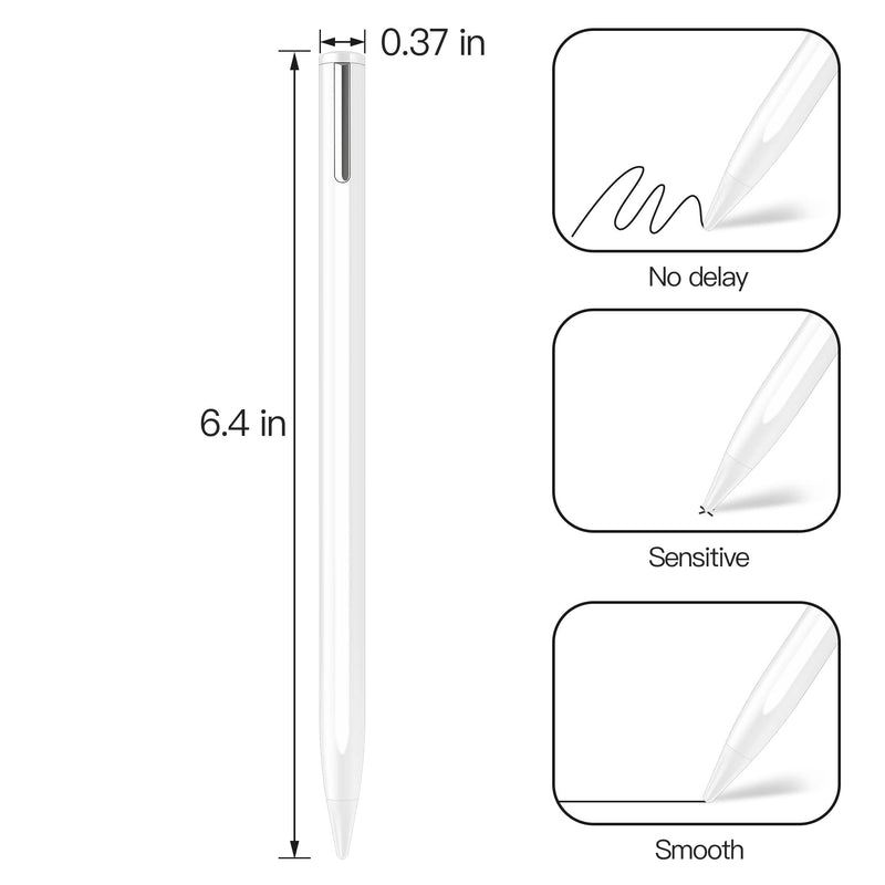 Stylus Pen Compatible for iPad (2018 and Later) ,Palm Rejection, Compatible with iPad Pro 11&12.9 Inch,iPad Air (3rd/4th/5th),iPad Mini(5/6th),iPad(6/7/8/9th),Tilting Detection (White) White