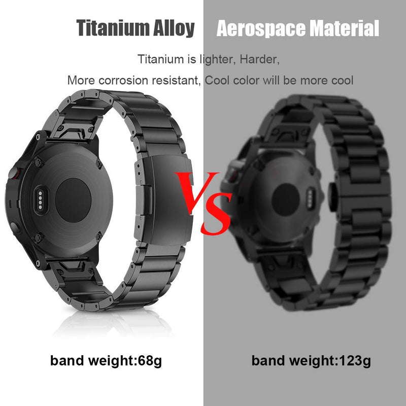 NotoCity Compatible with Fenix 6 Titanium Alloy Watch Band 22mm Width Watch Strap for Fenix 5/Fenix 5 Plus/Fenix 6/Fenix 6 Pro/Forerunner 935/Approach S60/Quatix 5 (Black)