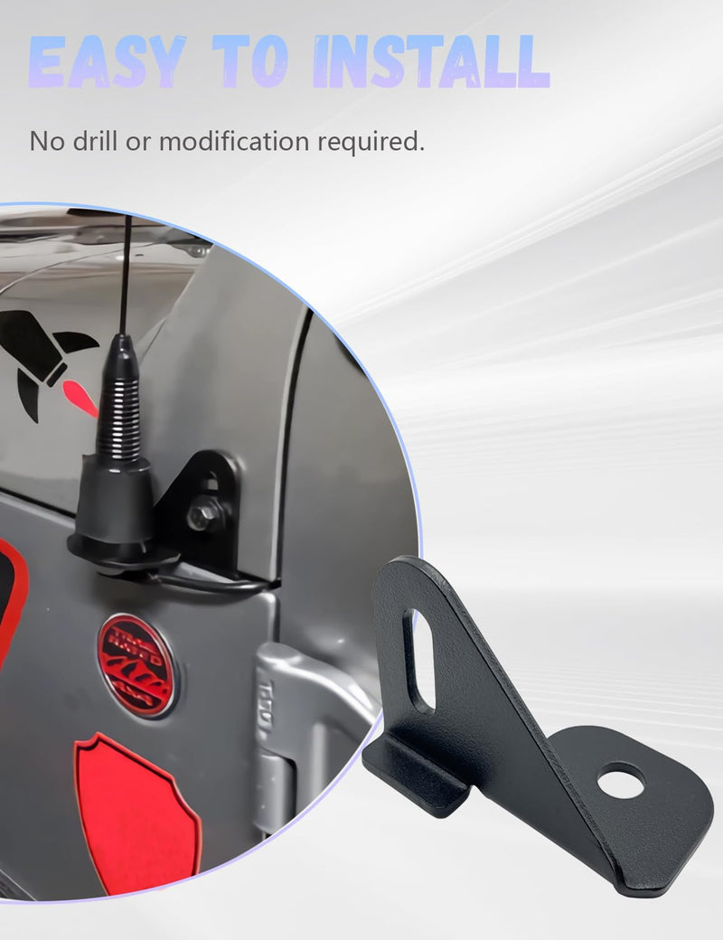JL Radio Antenna Mount for Jeep, Gladiator Antenna Holder-Radio Antenna Mount-Driver Side CB Antenna Mount-Compatible with Jeep Wrangler JL JLU & JT 2018; 2019; 2020; 2021; 2022;2023; 2024