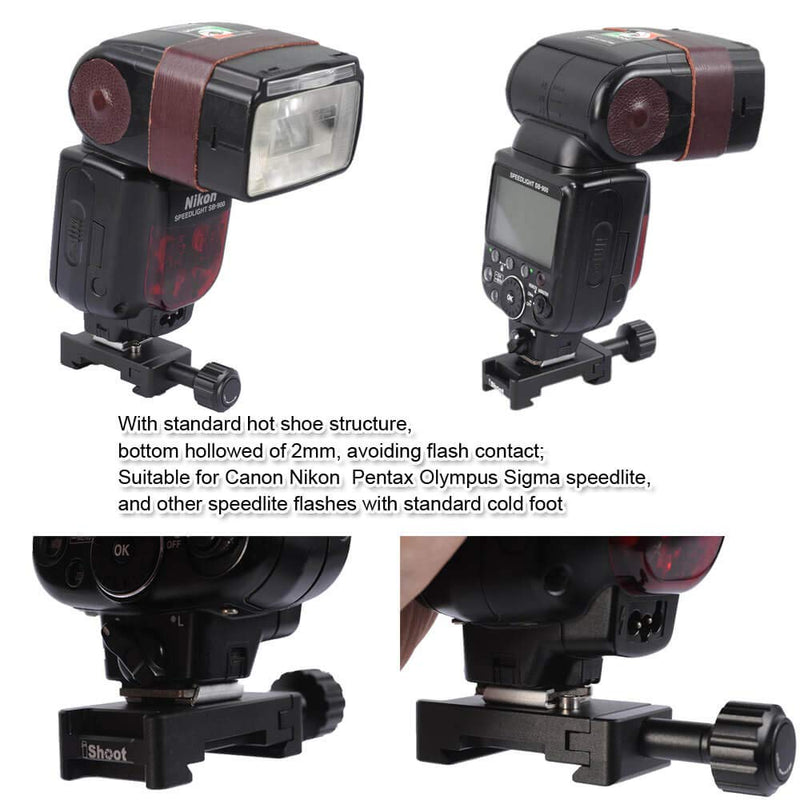 [AUSTRALIA] - iShoot Metal Clamp with Universal Hot Shoe Mount Compatible with 39mm Arca-Swiss Fit Quick Release Pate L-Shaped Camera Holder Bracket Support & Speedlite Flash of Standard Cold Foot 