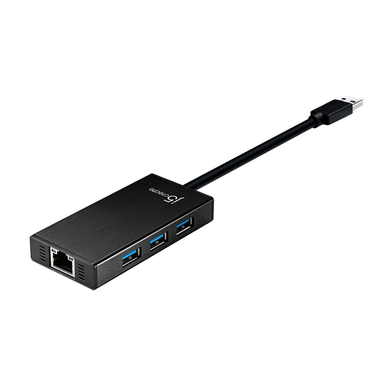 j5create USB 3.0 Multi-Adapter Hub- 3X USB 3.0 SuperSpeed Ports, Gigabit RJ45 Ethernet, Compatible with Windows and MacOS