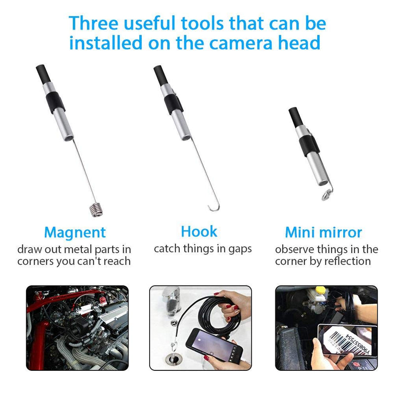 USB 2.0 Endoscope, Akozon 3-in-1 Endoscope Inspection Camera 5.5 mm - 20 m Snake USB 720p Megapixel HD IP67 Waterproof Snake Camera 6 Adjustable LED Light for Smart Android Tab