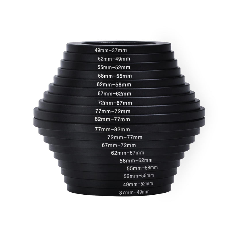 [AUSTRALIA] - Step Up Rings, Hisewen 18 Pieces Camera Lens Metal Filter Ring Adapter Set (9pcs Step Up Ring Set + 9pcs Step Down Ring Set) 