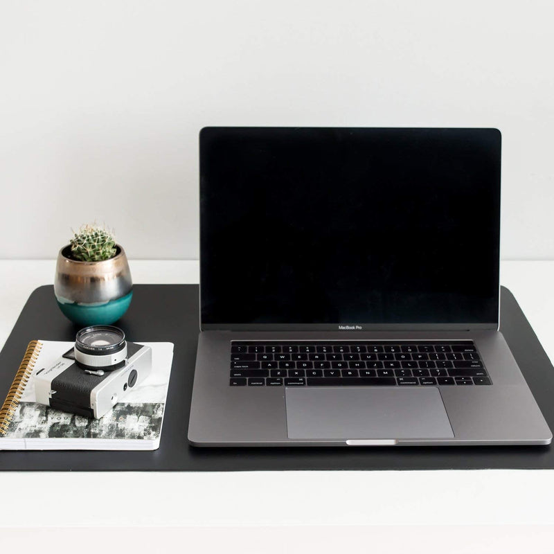 ZBRANDS // Leather Smooth Desk Mat Pad Blotter Protector 24" x 17", Midnight Black, Extended Non-Slip Rectangular, Laptop Keyboard Mouse Pad 24" x 17"