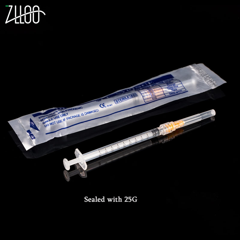 1ml/cc Plastic Tube with 25G-25mm Head, Disposable Luer-Lock Independent Packaging, Easy to Use (Pack of 100) 100 Items