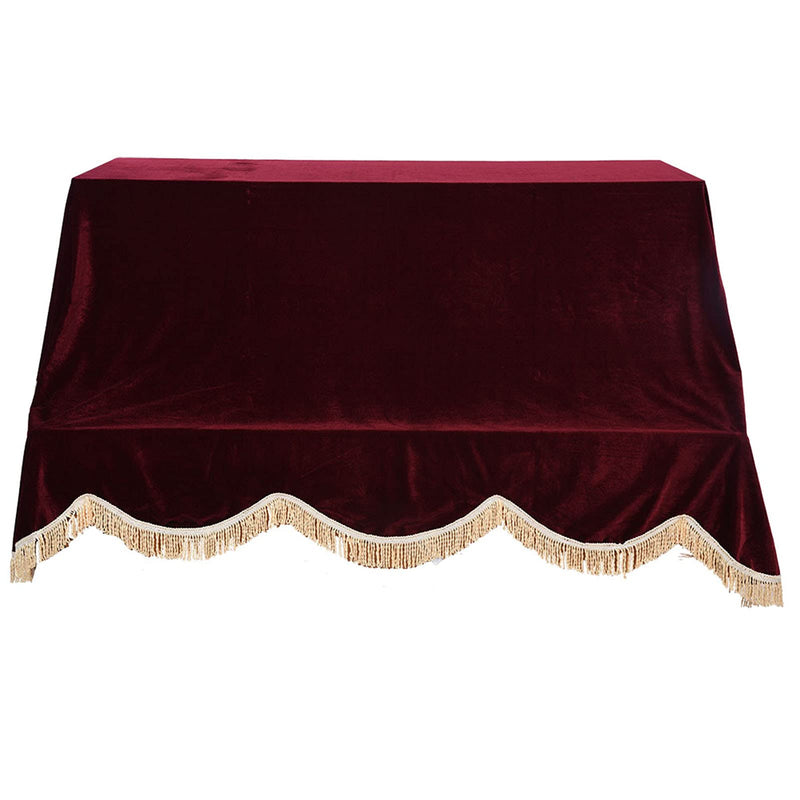 Oumefar 200 x 150cm Piano Cover, Upright Piano Covers with Tassels Edge, Protective Cover Pleuche Cloth Accessory (Red) Red