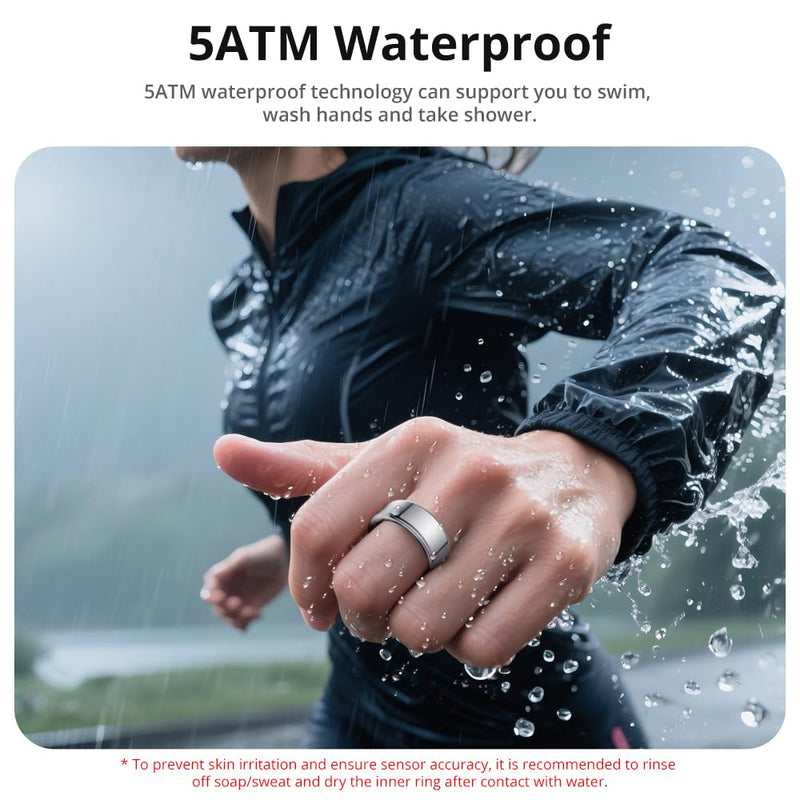 COLMI R02 Smart Ring, Smart Ring for Women and Men, with a Charging Case, Supports Heart Rate, Blood Oxygen, Sleep Health Monitoring, No Subscription Fee. (Silver, 8#)