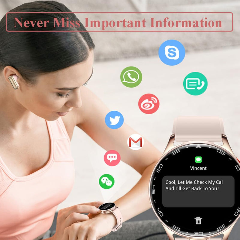 Smart Watch with Earbuds, 2 in 1 Bluetooth Smartwatch, 1.39" HD IPS Screen Smartwatch for Men Women, Fitness Tracker Long Time Standby Men Women Sports Smart Watch (Pink) Pink