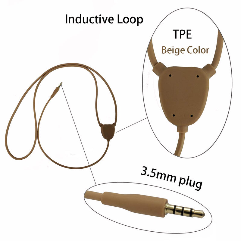 Invisible Skin Wireless Neckloop Inductive Transmitter with 3.5mm Plug - Transmitting Audio to Micro Earpiece(Not Included) for Discreet Voice Conversations and Music - No Microphone Function