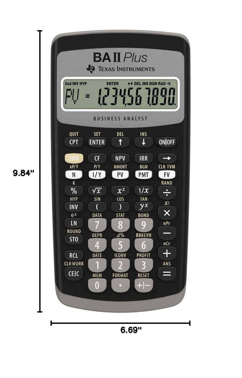 Texas Instruments IIBAPL/TBL/3E2 Advanced Financial Calculator BAII Plus Single