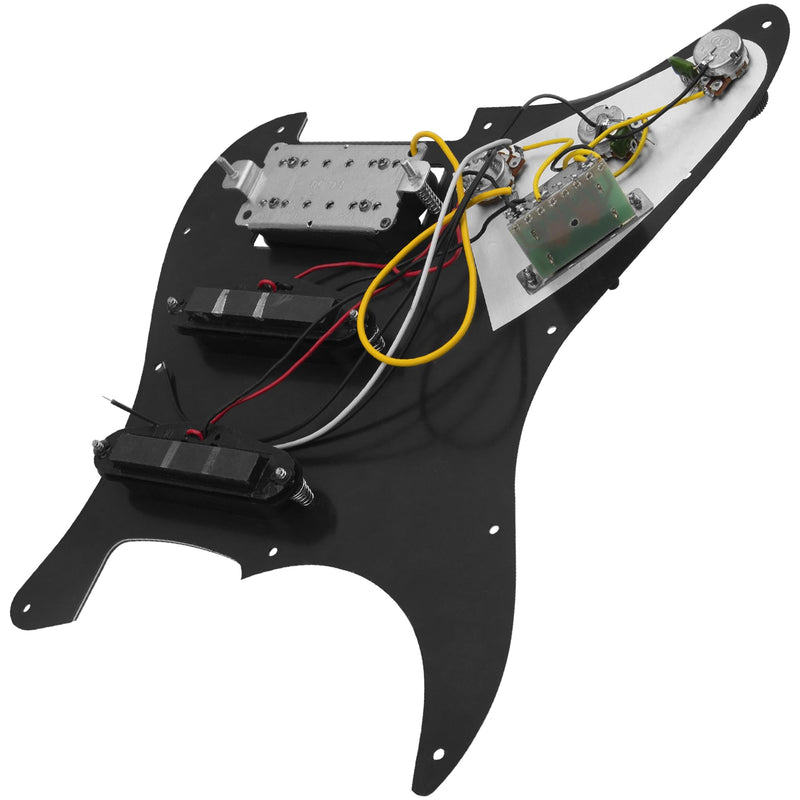 [AUSTRALIA] - 11-Hole 3-Ply SSH Prewired Loaded Pickguard Humbucker Pickups Set Compatible with Fender Stratocaster Squier Electric Guitar (3Ply Black Pearl) 3Ply Black Pearl 