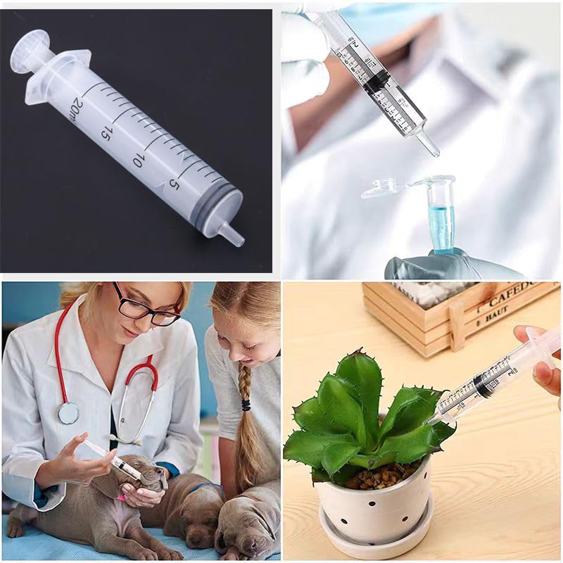 Pack of 12 Syringes, 20 ml Reusable Syringe, Dosing Syringe Without Needle, Tools for Liquid Measure Syringes, Food Syringe, for Laboratory, Animal Feeding, Plant Watering