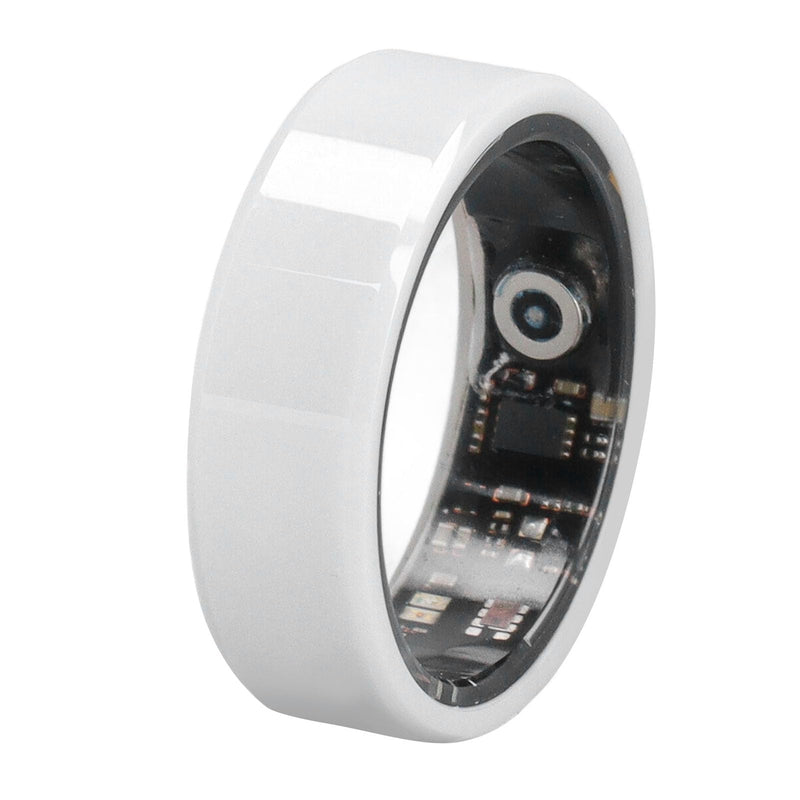 Health Tracker Smart Ring, White Ceramic IP68 Waterproof Pedometer Sleep Monitoring Rechargeable Ring with 7 Days Battery Life for Android iOS Users No. 9