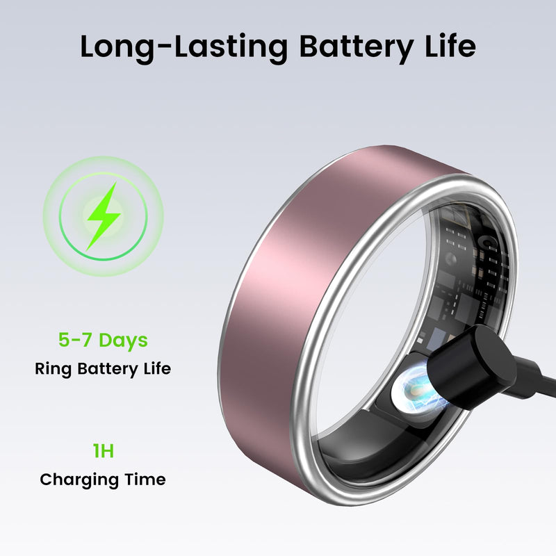 Smart Ring for Women & Men - IP68 Waterproof Fitness Tracker with Long Lasting Batteries, 28-Language App, Sleep/Step/Heart Rate Monitor, Compatible with iOS & Android (R13, Black, 10)
