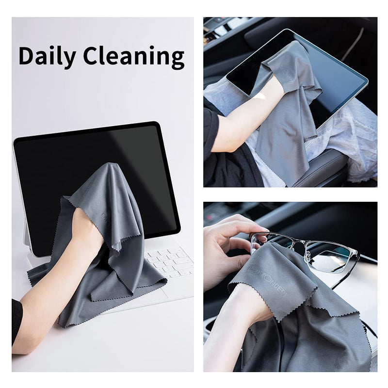 4 Pack 16''x16'' Extra Large Microfiber Cleaning Cloths, K&F Concept Oversized Microfiber Cloths for TV Screen, Electronics, Laptops, Telescope, Computers, Eyeglasses, Gray 4 Pack Extra Large ($3.4 / Count)