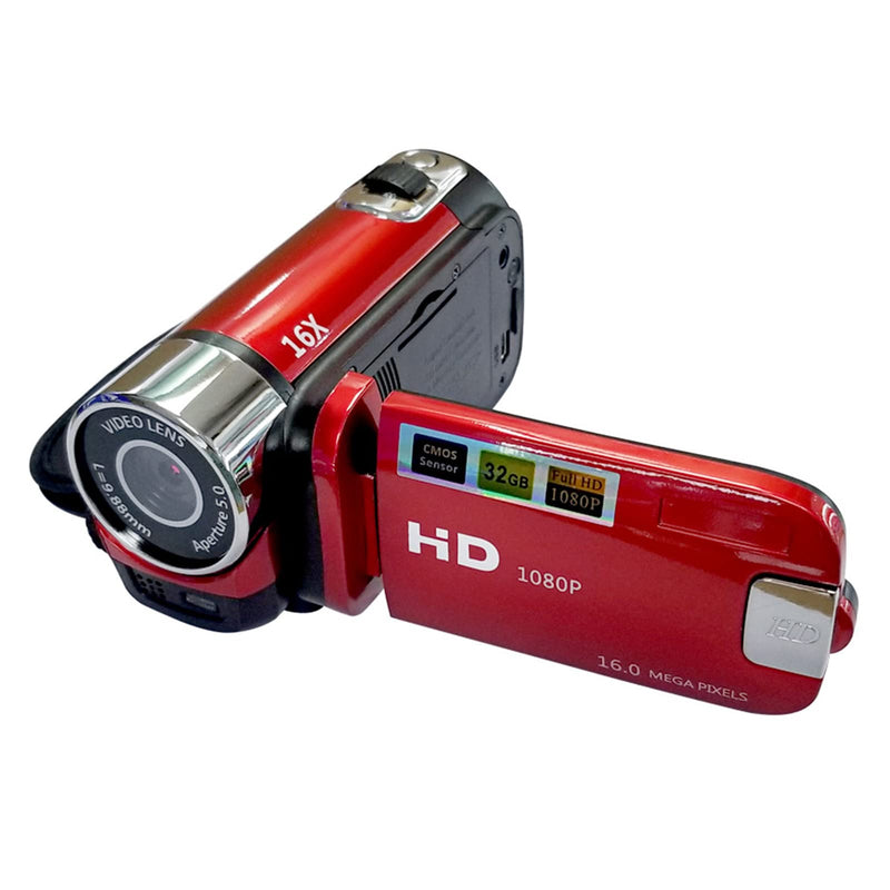 Andoer Portable 1080P High Definition Digital Video Camera DV Camcorder 16MP 2.7 Inch LCD Screen 16X Digital Zoom Built-in Battery Red