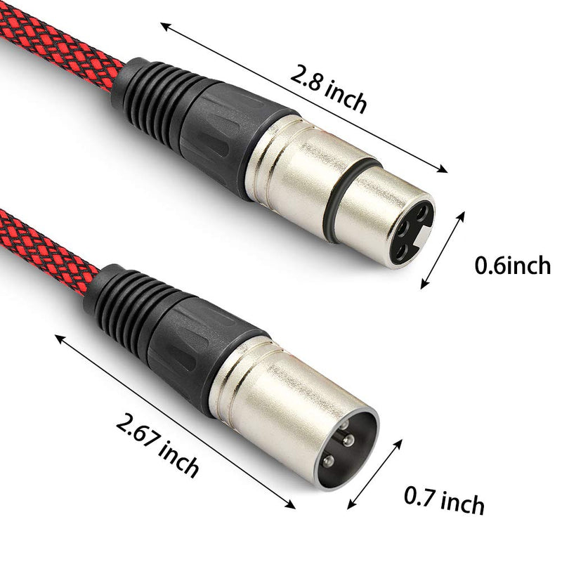 Premium XLR Male to Female 3 Pin Plug Nylon Braided Shielded Professional Mic Audio Balanced Cable for Recording Applications,Mixers,Speaker Systems (2m/6ft) 2m/6ft