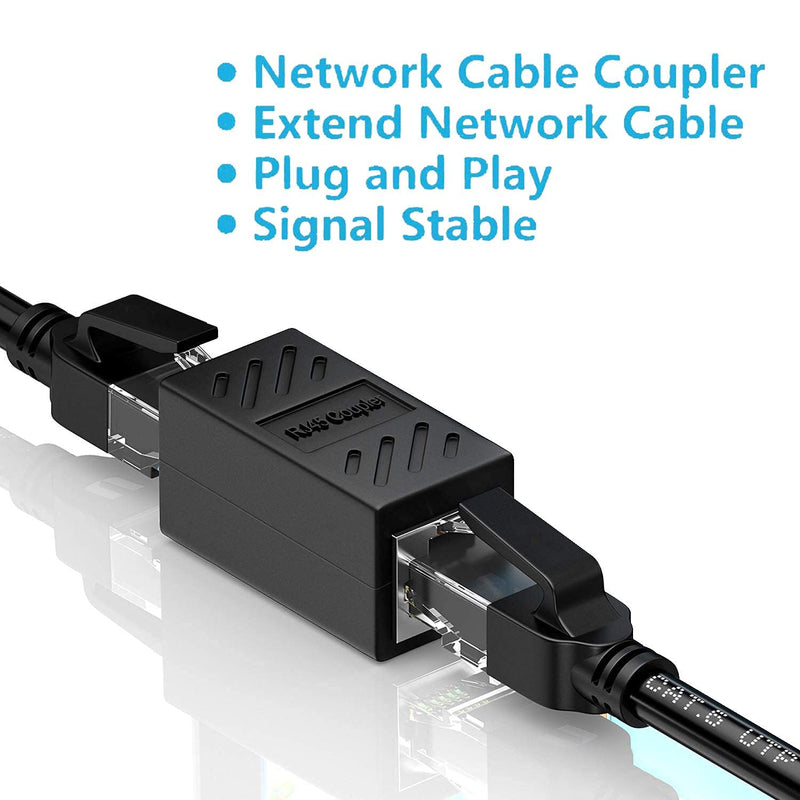 RJ45 Coupler，Ethernet Coupler, in Line Coupler for Cat7/Cat6/Cat5e/Cat5 Ethernet Cable Extender Adapter Female to Female (6 Pack Black) RJ45 6 pack