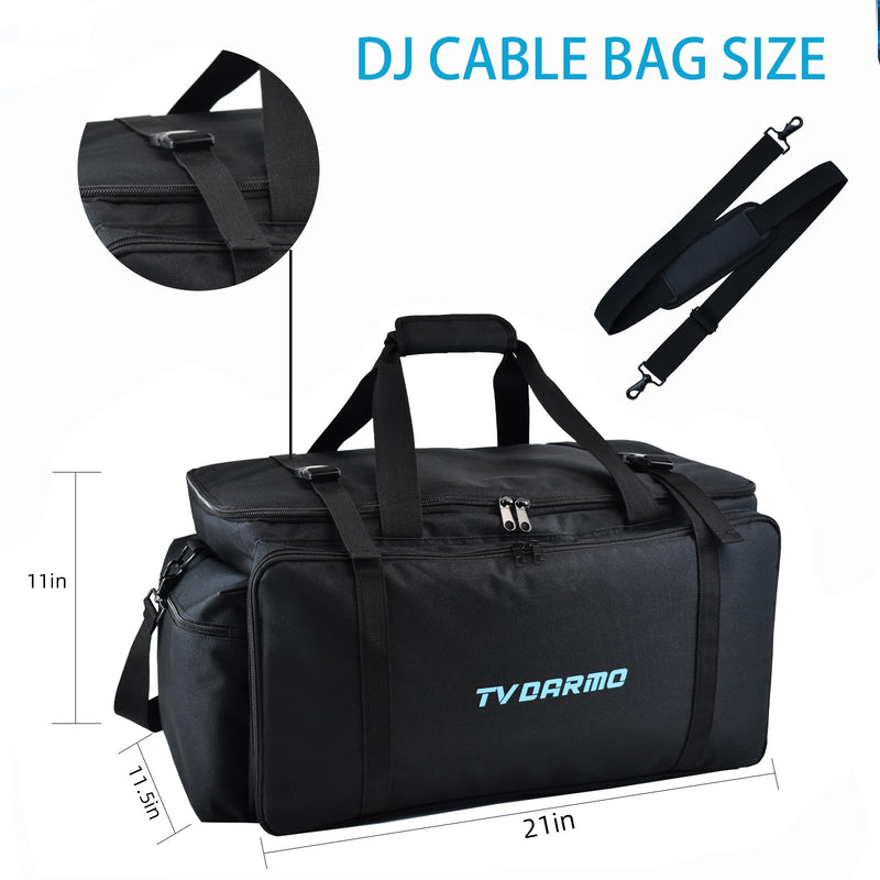 DJ Equipment Cable Bag - Gig Bag with Detachable Padded Bottom and 8 Dividers - Case for Musical Accessories, Cords, Gear, Sound Equipment