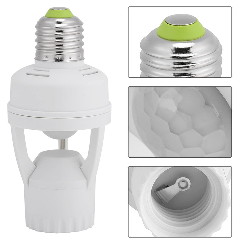 [AUSTRALIA] - Ymiko Lamp Holder E27 with Sensor, LED Motion Sensor E27, LED Lamp Holder for E27 Screw 