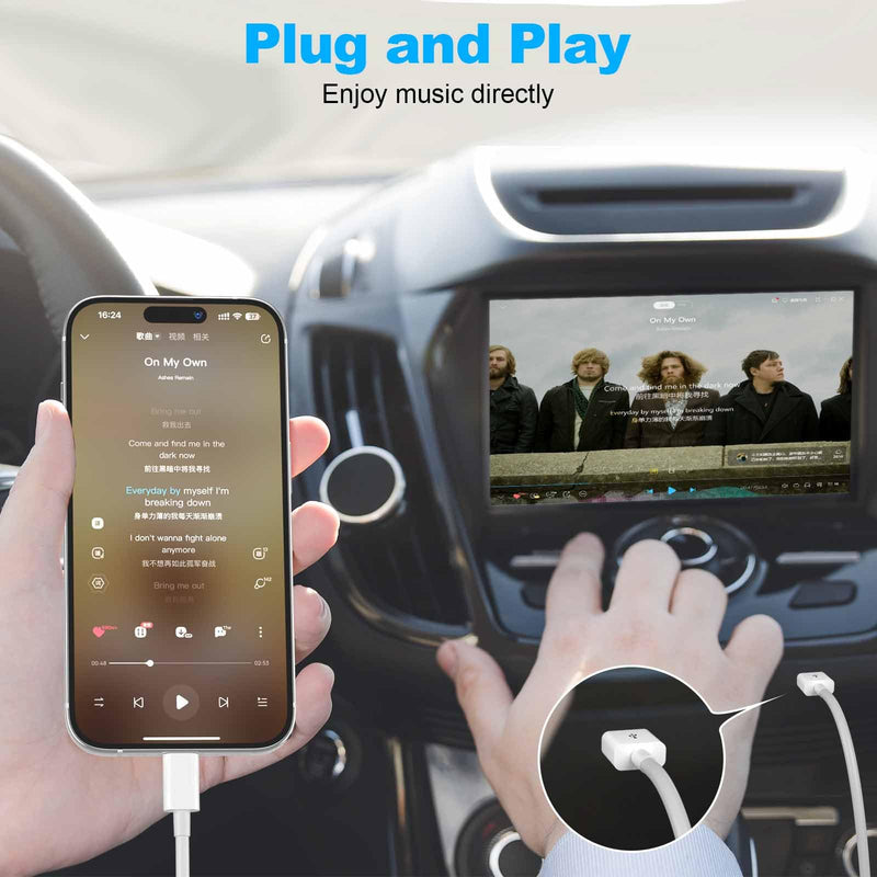 [AUSTRALIA] - Car Apple Carplay Cable，USB A to Lightning Cable Compatible with iPhone 14 13 12 11 Pro Max XR XS X Charger Cord，Car Charging Cable White 