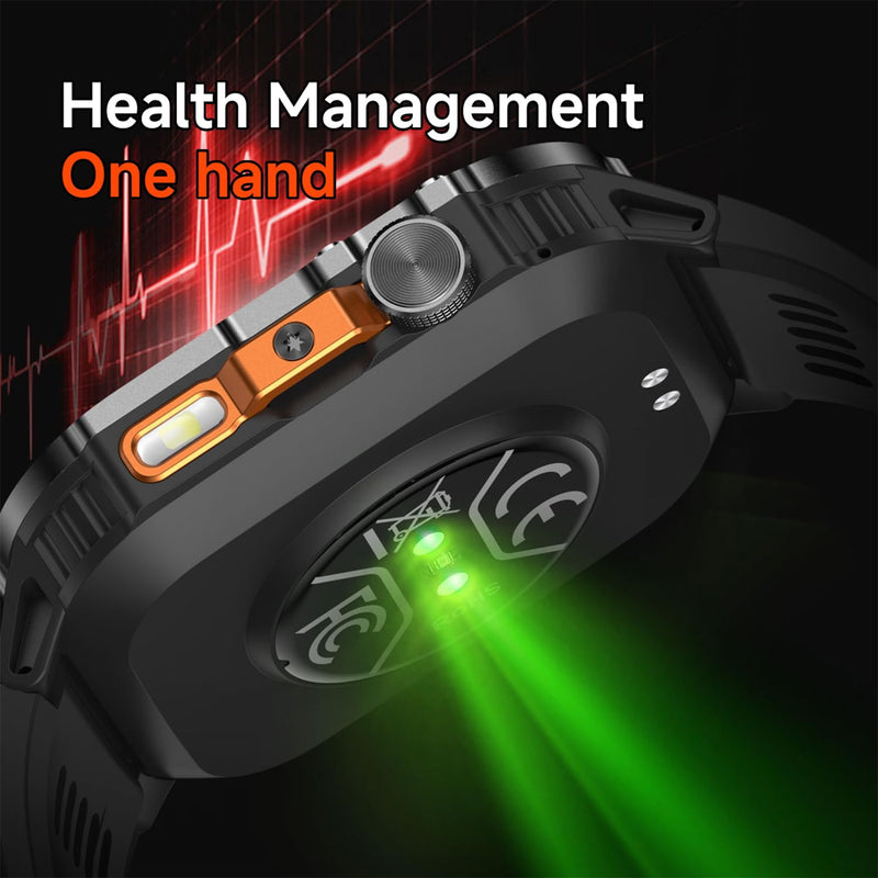Smart Watch,1200mAh Long Battery Life, 2.01-inch LCD, Bluetooth Calling, Flashlight, Heart Rate/Sleep Monitoring, Supports 100+Sports Modes, IP68 Waterproof,Android & iOS Compatible (Black) Black