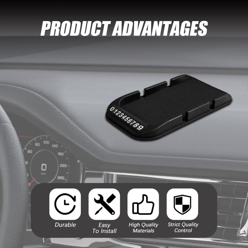 [AUSTRALIA] - Car Dashboard Cell Phone Holder, Dash Board Cover Mat, Silicone Anti-Slip Pad Mat with Number Plate for Placing Phone Keychains, Car Accessories Interior Universal for Most Cars Black 