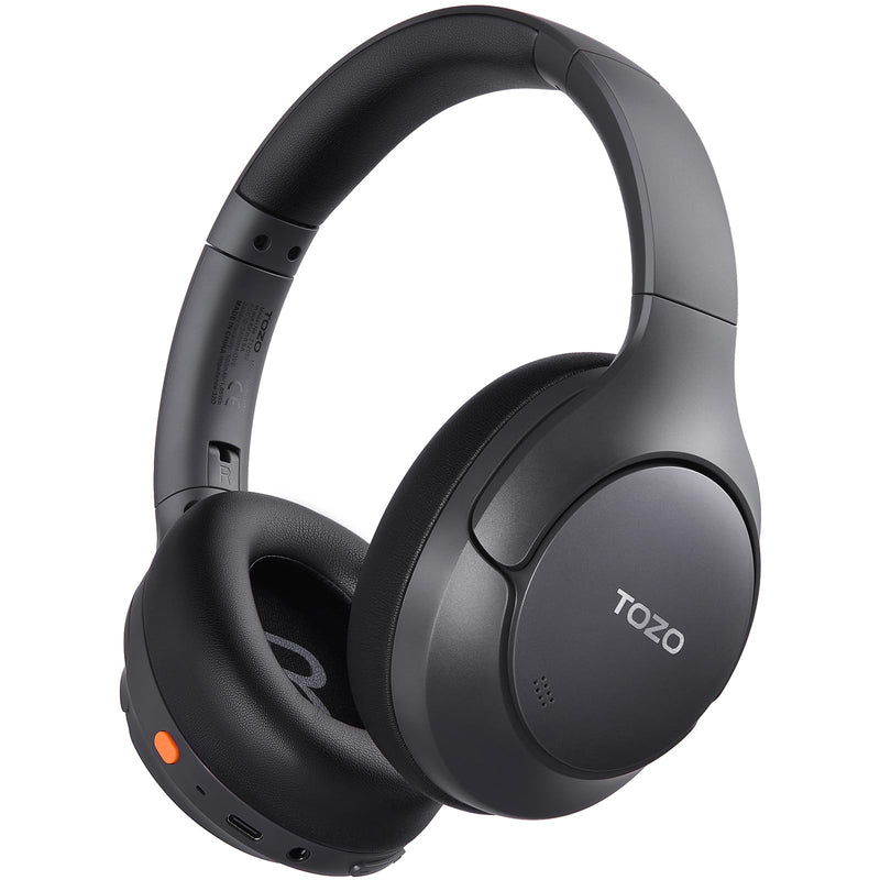 [AUSTRALIA] - TOZO HT3 Hybrid Noise Cancelling Headphones, 90H Battery Life Wireless Over Ear Bluetooth 6.0 Foldable Headset, AI Voice Assistant with 5 Mics, Connect 2 Devices and Hi-Res Sound, 32 EQ Audio Presets Titanium Black Headphones Only 