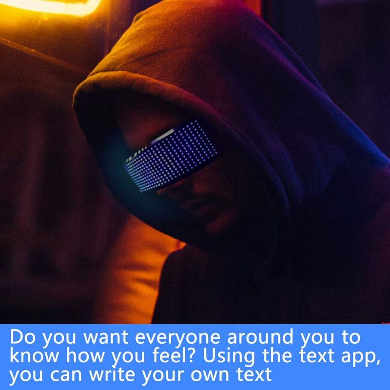 Customizable LED Glasses, Bluetooth Light up Glasses for Raves, Festivals, Birthday