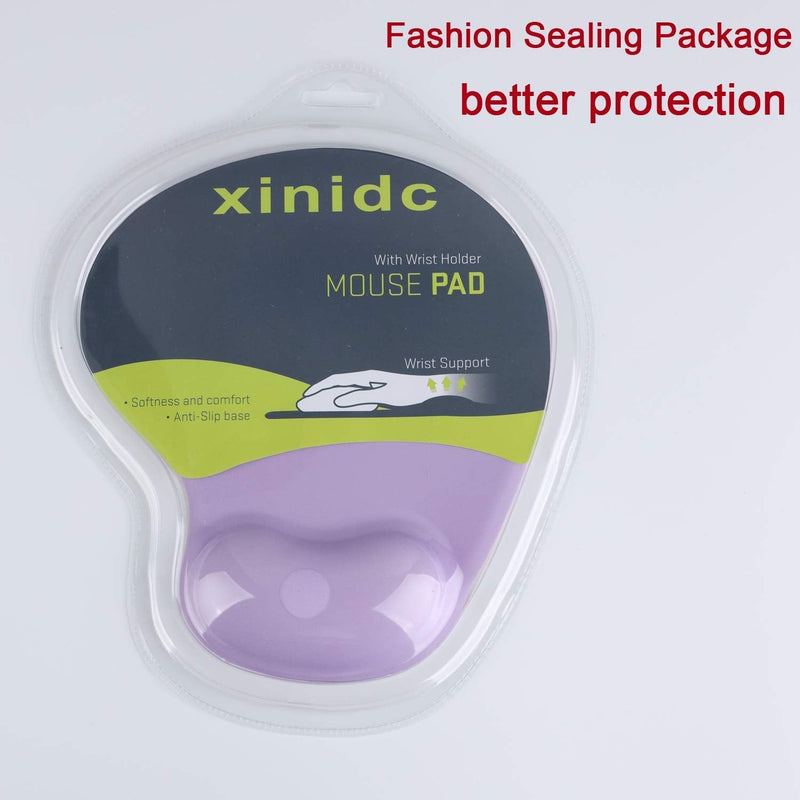 Xinidc Ergonomic Computer Mouse Pad with Wrist Rest Support, Pain Relief Mouse Pad with Non-Slip PU Base for Home Office Working Studying (Purple) Purple