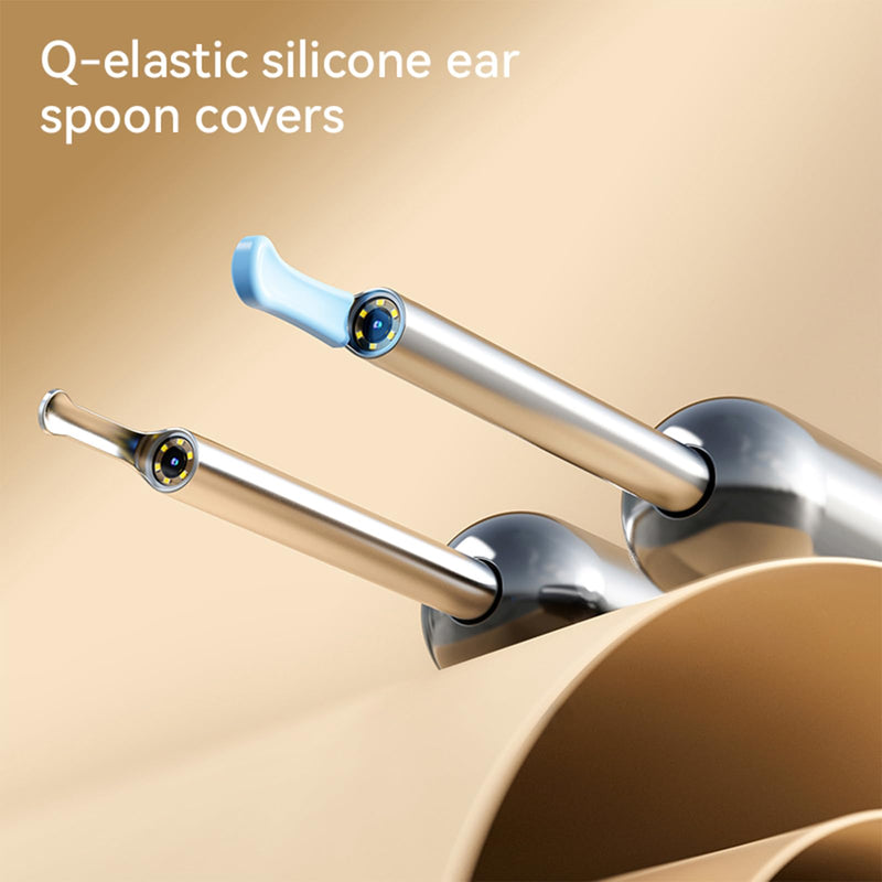 Qimic Ear Wax Remover Otoscope, WiFi Ear Cleaner with Camera, IP67 Waterproof Ear Camera, 360° Wide Angle Otoscope Camera with 6 LEDs for iPhone, Android Smartphones and iPad N5D 2-Black Grey